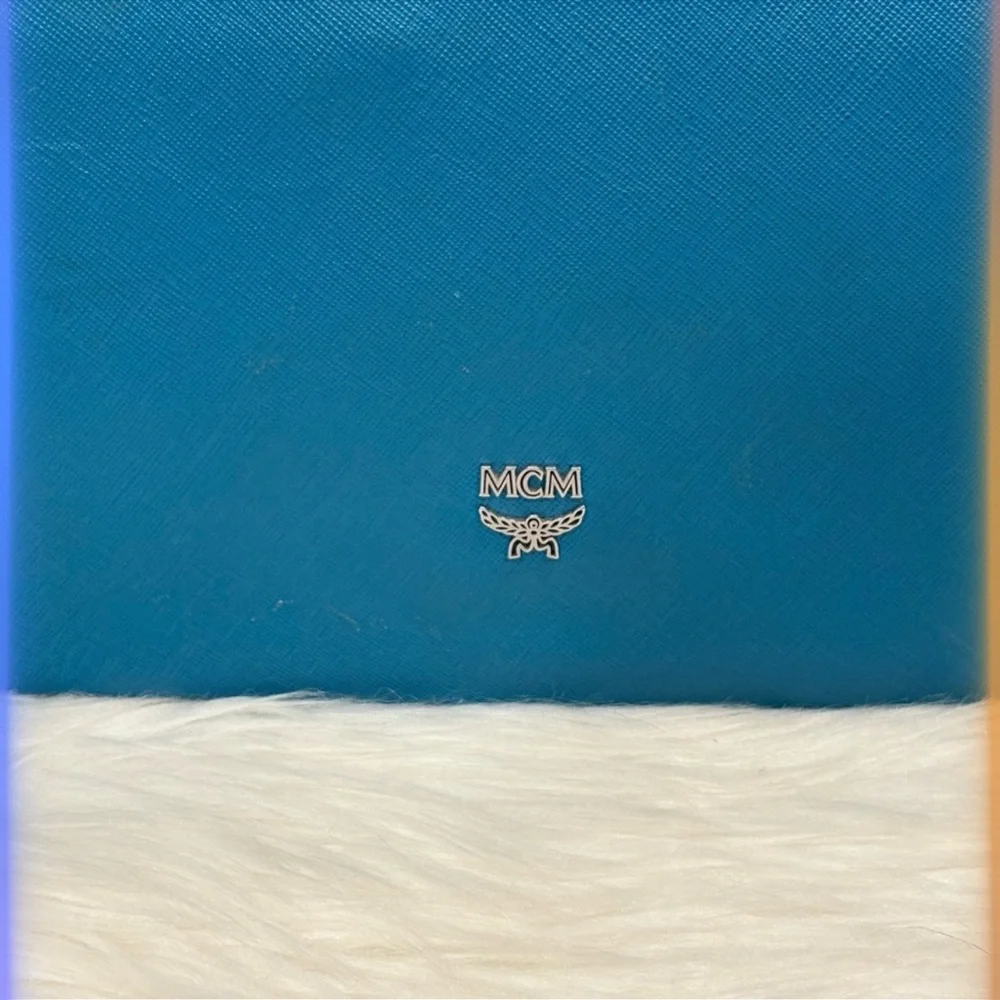 MCM Teal Blue Leather Laptop Sleeve